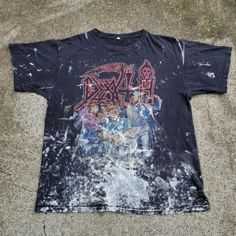 Vtg Death Spiritual Healing Album Cover T Shirt Large Paint Splatter Distressed